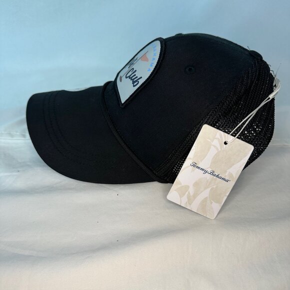 NWT Tommy Bahama Black Mesh Snapback Trucker Hat Golf Club Patch Logo Cap - Picture 3 of 8